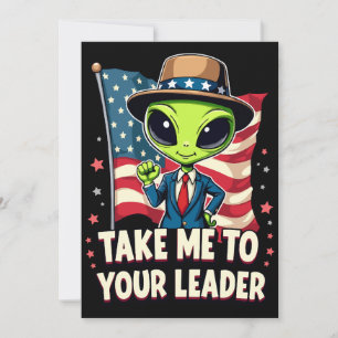 Grappige Alien Breng me naar je leider USA Patriot Kaart
