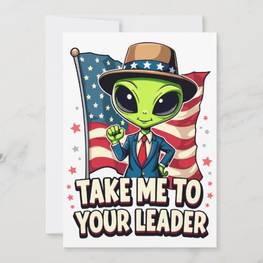 Grappige Alien Breng me naar je leider USA Patriot Kaart (Voorkant)