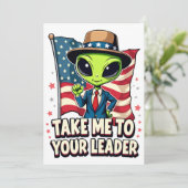 Grappige Alien Breng me naar je leider USA Patriot Kaart (Staand voorkant)