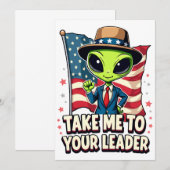 Grappige Alien Breng me naar je leider USA Patriot Kaart (Voorkant / Achterkant)