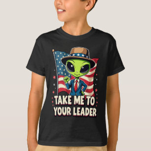 Grappige Alien Breng me naar je leider USA Patriot T-shirt