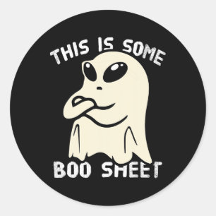 Grappige Alien Bull Ghost Halloween Dit is een boe Ronde Sticker