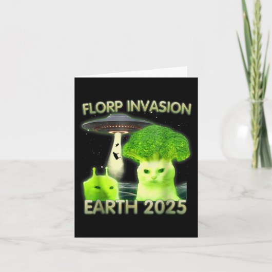 Grappige Alien Cat Meme Florp Invasion Earth 2025 Kaart (Voorkant)