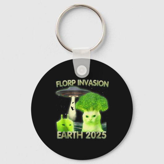 Grappige Alien Cat Meme Florp Invasion Earth 2025 Sleutelhanger (Voorkant)