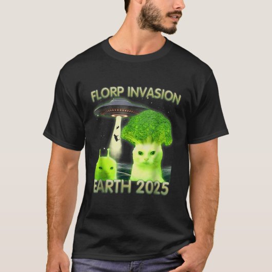Grappige Alien Cat Meme Florp Invasion Earth 2025 T-shirt (Voorkant)