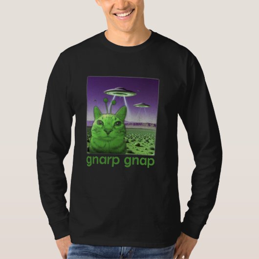 Grappige Alien Cat Meme Graphic T-shirt (Voorkant)