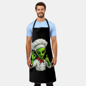 Grappige Alien Chef Design Cute Ruimte Kok Met Che Schort (Gedragen)