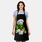 Grappige Alien Chef Ontwerp Cute Ruimte Kok Met Ch Schort (Gedragen)