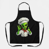 Grappige Alien Chef Ontwerp Cute Ruimte Kok Met Ch Schort (Voorkant)