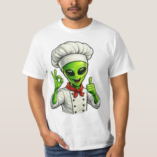 Grappige Alien Chef Ontwerp Cute Ruimte Kok Met Ch T-shirt (Voorkant)