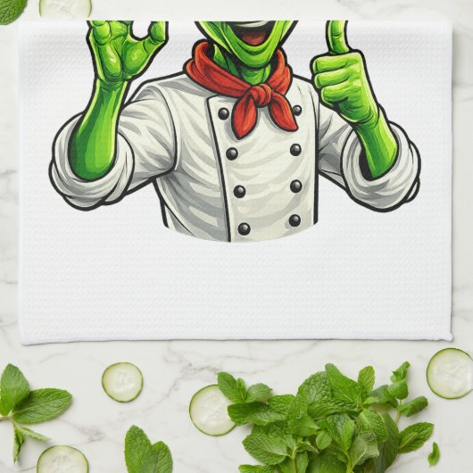 Grappige Alien Chef Ontwerp Cute Ruimte Kok Met Ch Theedoek (Gevouwen)