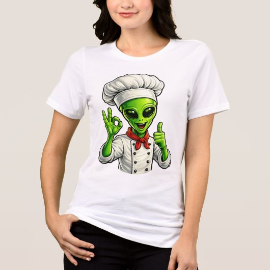 Grappige Alien Chef Ontwerp Cute Ruimte Kok Met Ch Tri-Blend Shirt (Voorkant)