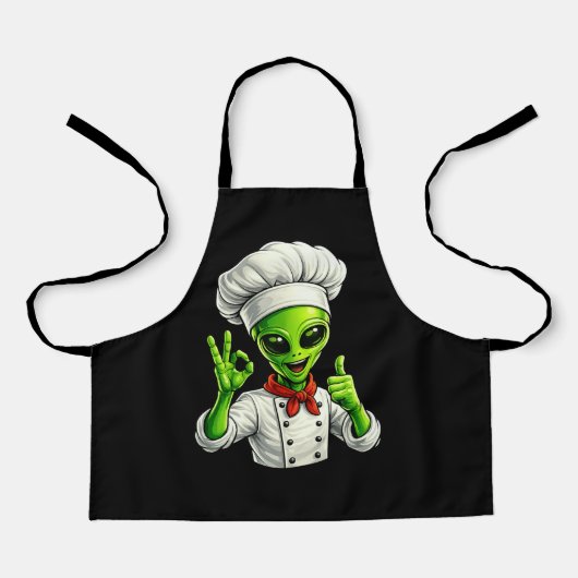 Grappige Alien Chef Ontwerp Schattige Ruimte Kok M Schort (Voorkant)
