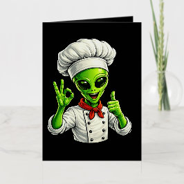 Grappige Alien Chef Ontwerp Schattige Ruimtekok Me Folie Feestdagenkaart