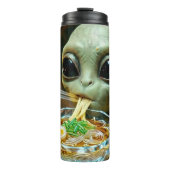 Grappige Alien die Ramen Noedels eet Thermosbeker (Voorkant)