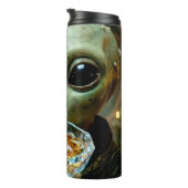 Grappige Alien die Ramen Noedels eet Thermosbeker (Geroteerd rechts)