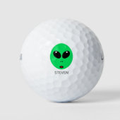 Grappige Alien Face Cartoon gepersonaliseerd Golfballen (Voorkant)