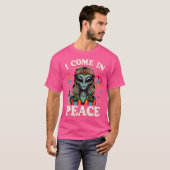 Grappige Alien Hippie Ik Kom In Vrede UFO T-shirt (Voorkant volledig)