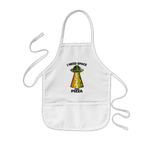 Grappige Alien Hoofd Eet Pizza UFO Buitenaards Wez Kinder Schort