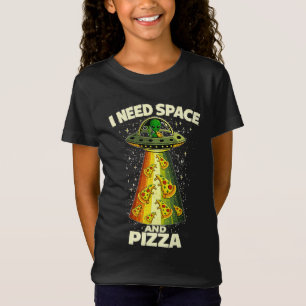 Grappige Alien Hoofd Eet Pizza UFO Buitenaards Wez T-shirt