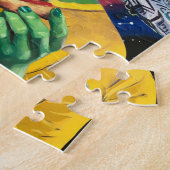Grappige alien in de ruimte eten pizza legpuzzel (Zijkant)