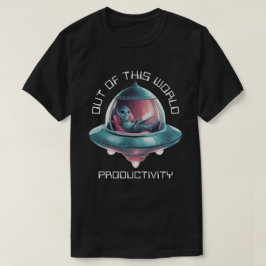 Grappige alien in UFO T-shirt