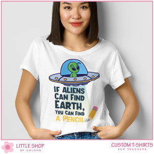  Grappige Alien In Vliegende Schotel Leraar T-shirt