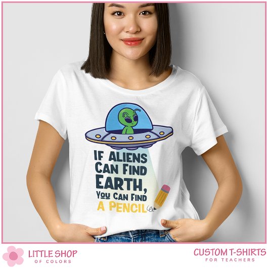 Grappige Alien In Vliegende Schotel Leraar T-shirt
