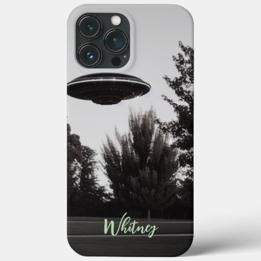 Grappige Alien Invasie Retro ufo Sci Fi film Naam Case-Mate iPhone Case (Achterkant)