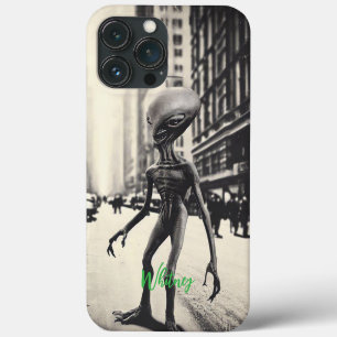 Grappige Alien Invasie Retro ufo Sci Fi film Naam Case-Mate iPhone Case