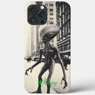 Grappige Alien Invasie Retro ufo Sci Fi film Naam Case-Mate iPhone Case