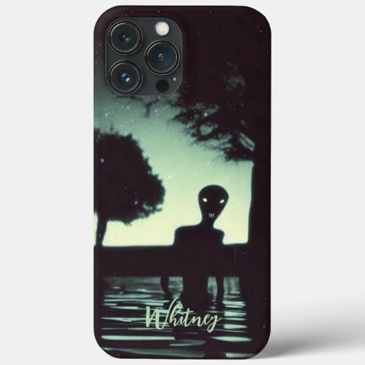 Grappige Alien Invasie Rtero Sci Fi film Naam Case-Mate iPhone Case (Achterkant)