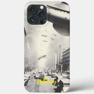 Grappige Alien Invasie Rtero Sci Fi film Naam Case-Mate iPhone Case