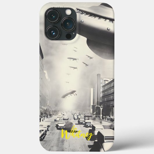 Grappige Alien Invasie Rtero Sci Fi film Naam Case-Mate iPhone Case (Achterkant)