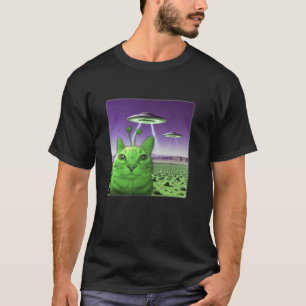 Grappige Alien Kat Meme Grafiek T-shirt