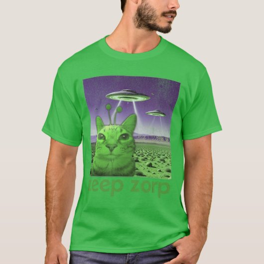 Grappige Alien Kat Meme grappig T-shirt (Voorkant)