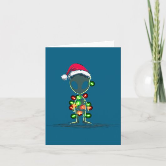 Grappige Alien Kerst Grafische Lichten Liefhebber Kaart (Voorkant)