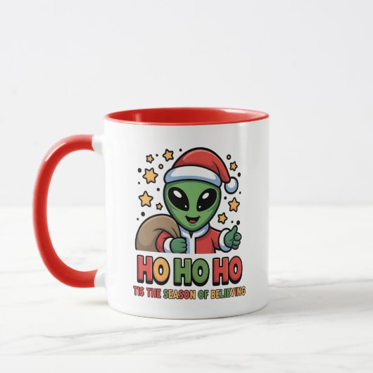 Grappige Alien Kerstman Mok (Links)
