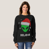 Grappige Alien Kerstmis Kerstmis Gift Trui (Voorkant volledig)