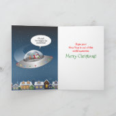 Grappige Alien Kerstmis UFO Kerstman Rudolph Feestdagen Kaart (Binnen)