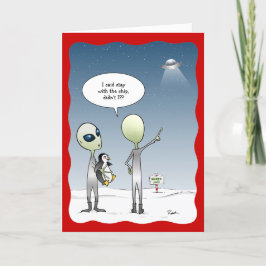 Grappige Alien Kerstmis UFO Kerstman Rudolph Feestdagen Kaart