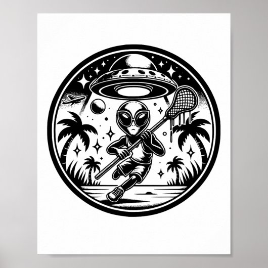 Grappige Alien Lax Lacrosse Mannen Jongens Meisjes Poster (Voorkant)