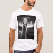 Grappige Alien Llama UFO Racoon Selfie met UFO's T-shirt (Voorkant)