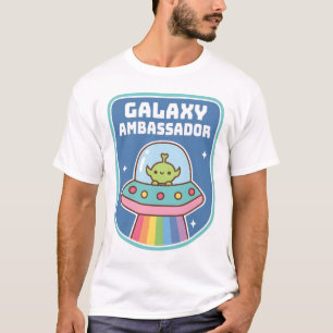 Grappige Alien Melkweg Ambassadeur Badge T-shirt
