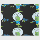 Grappige alien met Ray Pistool Sci-Fi Space Invade Cadeaupapier (Vlak)