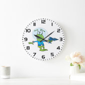 Grappige alien met Ray Pistool Sci-Fi Space Invade Grote Klok