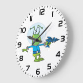 Grappige alien met Ray Pistool Sci-Fi Space Invade Grote Klok (Hoek)