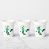 Grappige alien met Ray Pistool Sci-Fi Space Invade Papieren Bekers