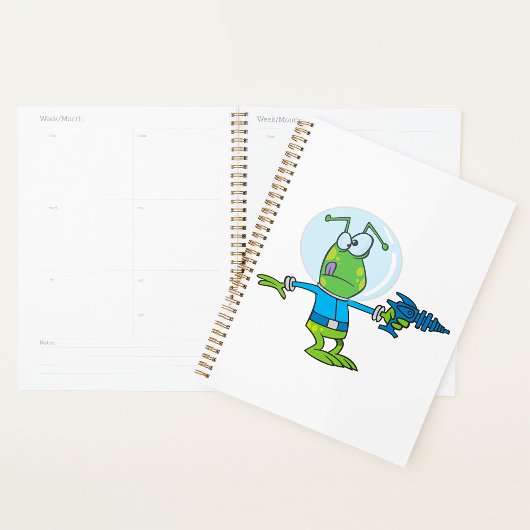 Grappige alien met Ray Pistool Sci-Fi Space Invade Planner