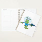 Grappige alien met Ray Pistool Sci-Fi Space Invade Planner (Display)